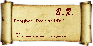 Bonyhai Radiszló névjegykártya